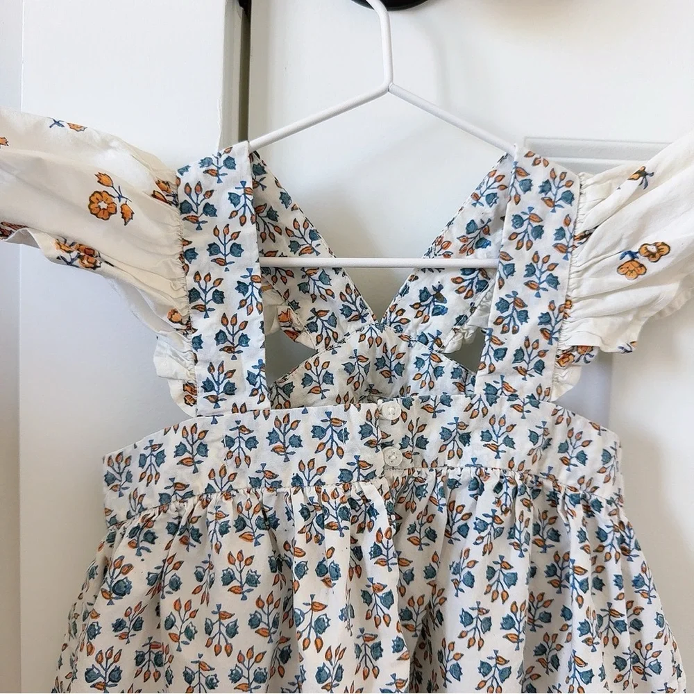 Doen White and Blue Floral Kids Dress - Picture 4 of 6
